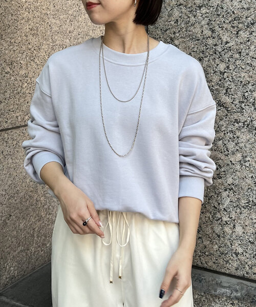 Jena espace merveilleux(ジェナ エスパスメルヴェイユ)の「クルーネックショートプルオーバー(Tシャツ/カットソー・レディース・グレー/オフホワイト/パープル・FREE)」の3枚目の写真