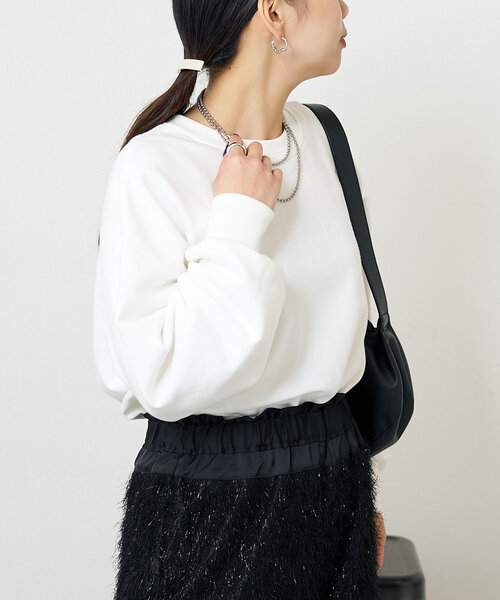 Jena espace merveilleux(ジェナ エスパスメルヴェイユ)の「クルーネックショートプルオーバー(Tシャツ/カットソー・レディース・グレー/オフホワイト/パープル・FREE)」の1枚目の写真