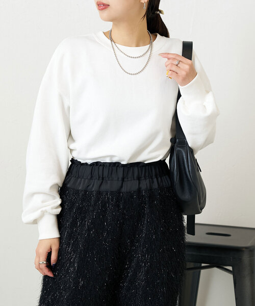 Jena espace merveilleux(ジェナ エスパスメルヴェイユ)の「クルーネックショートプルオーバー(Tシャツ/カットソー・レディース・グレー/オフホワイト/パープル・FREE)」の7枚目の写真