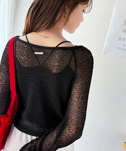 mily bilet(ミウィビレット)の「【mily bilet】大人かわいい肌見せを叶える。プレートデザイン前後2WAYメッシュ編み肩リボンニットプルオーバー(長袖)(ニット/セーター・レディース・アイボリー/ブラック/ブラウン・X-LARGE/SMALL/MEDIUM/LARGE)」の22枚目の写真