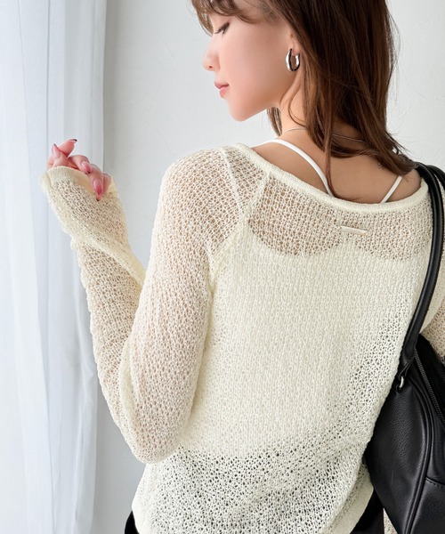 mily bilet(ミウィビレット)の「【mily bilet】大人かわいい肌見せを叶える。プレートデザイン前後2WAYメッシュ編み肩リボンニットプルオーバー(長袖)(ニット/セーター・レディース・アイボリー/ブラック/ブラウン・X-LARGE/SMALL/MEDIUM/LARGE)」の8枚目の写真