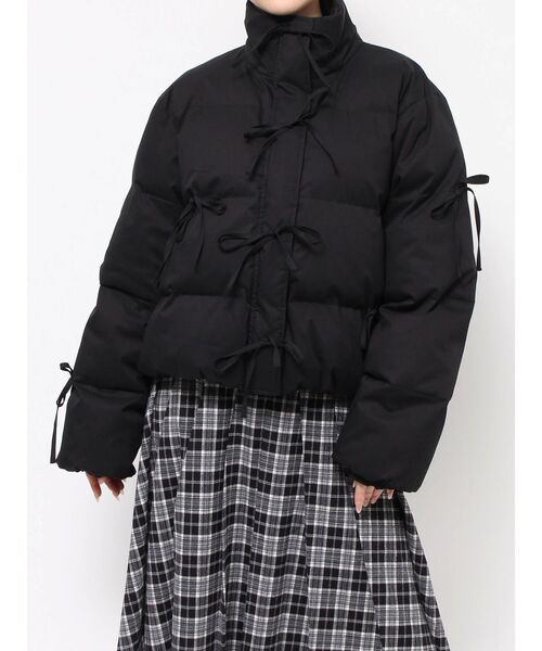 merry jenny（メリージェニー）の「ribbon paddedジャケット　/　リボンパデットジャケット（ダウンジャケット/コート・レディース・ブラック/ライトグレー/その他1/オフホワイト・FREE）」の5枚目の写真
