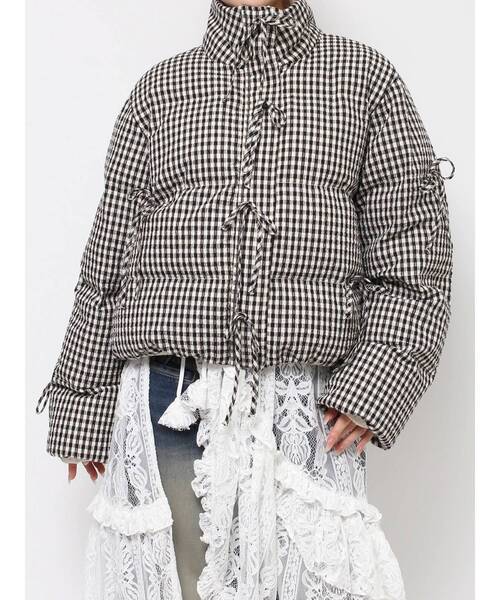 merry jenny（メリージェニー）の「ribbon paddedジャケット　/　リボンパデットジャケット（ダウンジャケット/コート・レディース・ブラック/ライトグレー/その他1/オフホワイト・FREE）」の7枚目の写真