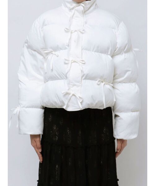 merry jenny（メリージェニー）の「ribbon paddedジャケット　/　リボンパデットジャケット（ダウンジャケット/コート・レディース・ブラック/ライトグレー/その他1/オフホワイト・FREE）」の8枚目の写真