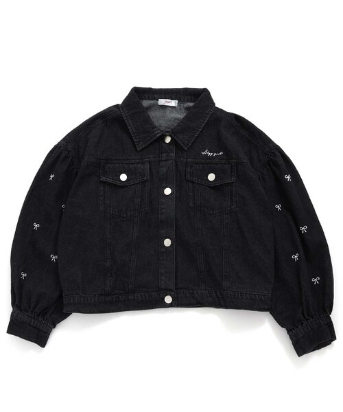 algy（アルジー）の「りぼんデニムGジャン（デニムジャケット・キッズ・ブラック/サックスブルー・XX-SMALL/X-SMALL/MEDIUM/SMALL）」の5枚目の写真