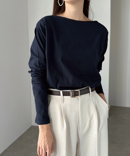 ストライプ柄ボートネック長袖トップス 81TT0q6PgRL._AC_SL1500_.jpg