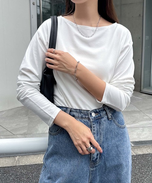 セール】ボートネック長袖トップス（Tシャツ/カットソー）｜andme