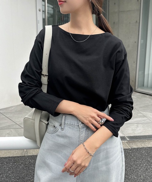 セール】ボートネック長袖トップス（Tシャツ/カットソー）｜andme