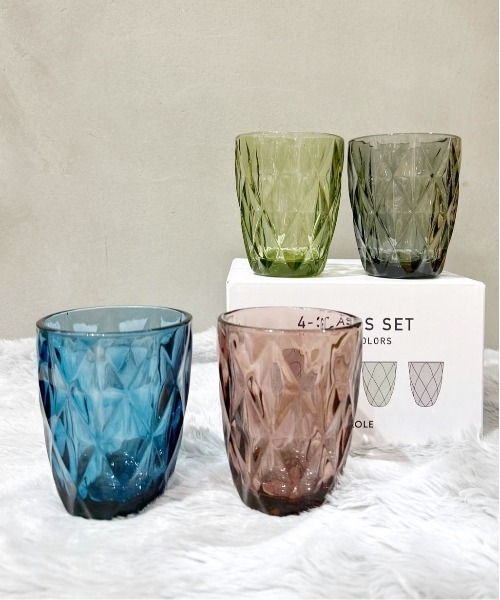 新生活・プチギフトにも】カラフルグラス4点セット / 251970（グラス