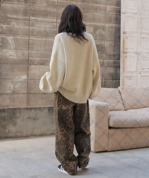 PBLIM（ページボーイリム）の「《UNISEX》ダメージロゴニット（ニット/セーター・レディース・カーキ/アイボリー/レッド系その他/スミクロ・FREE）」の7枚目の写真