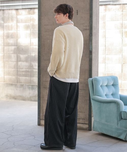 PBLIM（ページボーイリム）の「《UNISEX》ダメージロゴニット（ニット/セーター・レディース・カーキ/アイボリー/レッド系その他/スミクロ・FREE）」の9枚目の写真