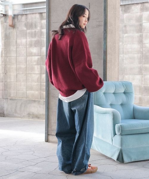 PBLIM（ページボーイリム）の「《UNISEX》ダメージロゴニット（ニット/セーター・レディース・カーキ/アイボリー/レッド系その他/スミクロ・FREE）」の14枚目の写真