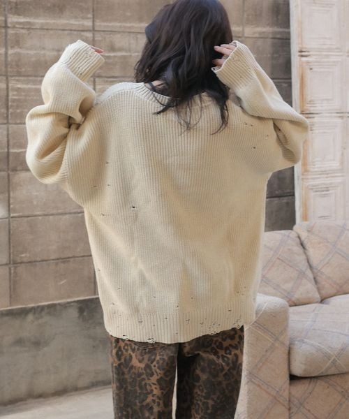 PBLIM（ページボーイリム）の「《UNISEX》ダメージロゴニット（ニット/セーター・レディース・カーキ/アイボリー/レッド系その他/スミクロ・FREE）」の18枚目の写真