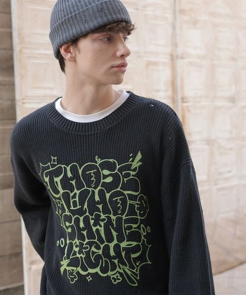 PBLIM（ページボーイリム）の「《UNISEX》ダメージロゴニット（ニット/セーター・レディース・カーキ/アイボリー/レッド系その他/スミクロ・FREE）」の20枚目の写真