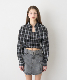 Mi-je（ミジェ）の「クロップドシャツビスチェSET【韓国ファッション】（シャツ/ブラウス）」