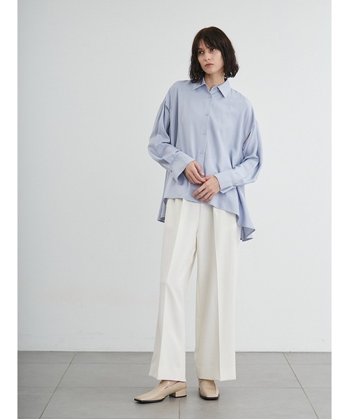 styling/(スタイリング)の「スリットフレア2WAYシャツ(シャツ/ブラウス・レディース・サックスブルー/ライム/ホワイト/カーキ・FREE)」の14枚目の写真