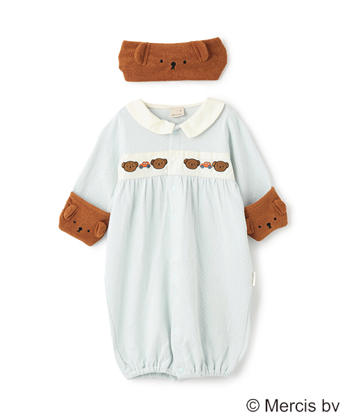 petit main（プティマイン）の「【Miffy】ヘアバンド付き2WAYオール（ロンパース・キッズ・アイボリー/ライトブルー・50-70cm）」の2枚目の写真
