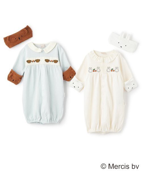 petit main（プティマイン）の「【Miffy】ヘアバンド付き2WAYオール（ロンパース・キッズ・アイボリー/ライトブルー・50-70cm）」の3枚目の写真