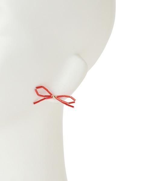 ROSE BUD（ローズバッド）の「ビーズリボンピアス（ピアス（両耳用）・レディース・ブラック/レッド・ONE SIZE）」の7枚目の写真