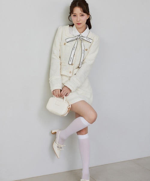 one after another NICE CLAUP(ワンアフターアナザーナイスクラップ)の「ロゴボウタイレースブラウス(シャツ/ブラウス・レディース・ホワイト/ネイビー系/ブルー・FREE)」の19枚目の写真