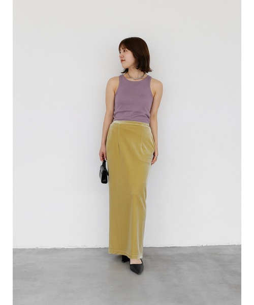 Katrin TOKYO(カトリーントーキョー)の「velour I line maxi skirt(スカート・レディース・イエロー/ブラック/ピンク・FREE/XS)」の8枚目の写真