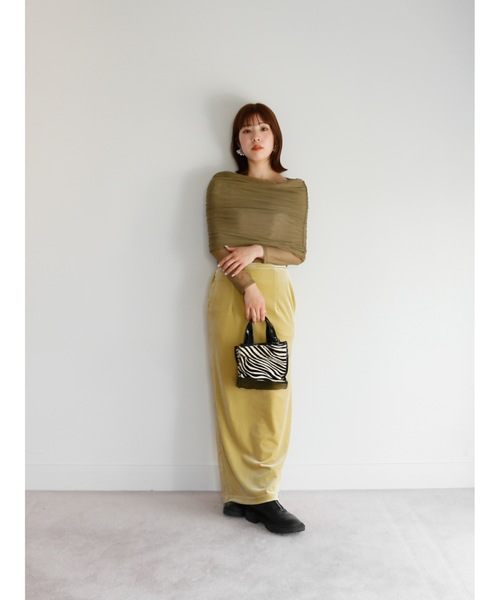 Katrin TOKYO(カトリーントーキョー)の「velour I line maxi skirt(スカート・レディース・イエロー/ブラック/ピンク・FREE/XS)」の10枚目の写真