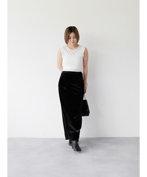 Katrin TOKYO(カトリーントーキョー)の「velour I line maxi skirt(スカート・レディース・イエロー/ブラック/ピンク・FREE/XS)」の14枚目の写真