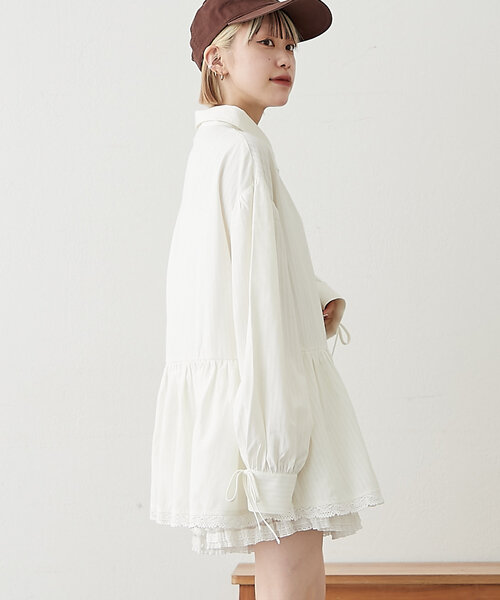 w closet（ダブルクローゼット）の「ストライプミニワンピースシャツ（シャツ/ブラウス・レディース・ブルー/オフホワイト・FREE）」の15枚目の写真