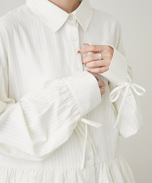 w closet（ダブルクローゼット）の「ストライプミニワンピースシャツ（シャツ/ブラウス・レディース・ブルー/オフホワイト・FREE）」の18枚目の写真