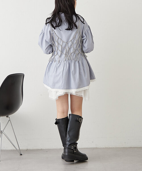 w closet（ダブルクローゼット）の「ストライプミニワンピースシャツ（シャツ/ブラウス・レディース・ブルー/オフホワイト・FREE）」の11枚目の写真