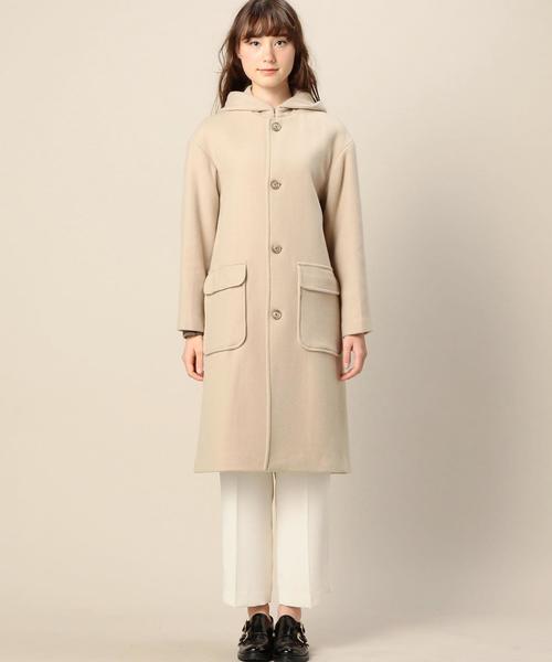 BEAUTY&YOUTH UNITED ARROWS（ビューティーアンドユースユナイテッドアローズ）の「BY ダブルメルトン フードロングコート◆（その他アウター・レディース・ベージュ/オリーブ・SMALL/MEDIUM）」の4枚目の写真