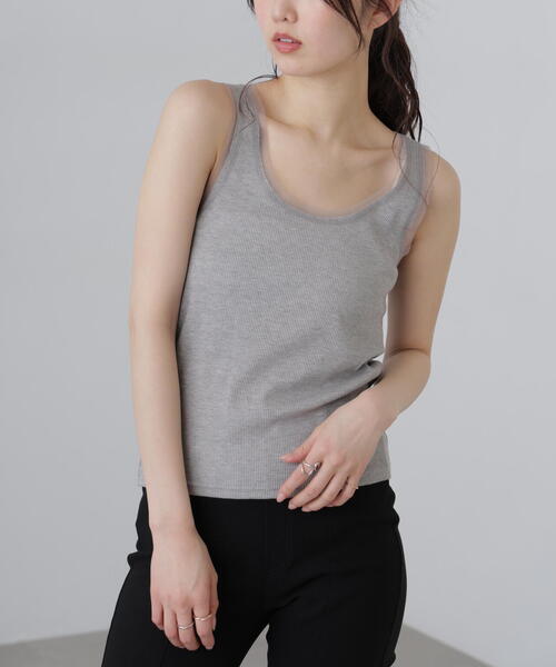 FREE'S MART（フリーズマート）の「◆［MFM］チュールラメタンクカットソー（タンクトップ・レディース・ピンク/ホワイト/グレー系その他2/グレー系その他・FREE）」の6枚目の写真
