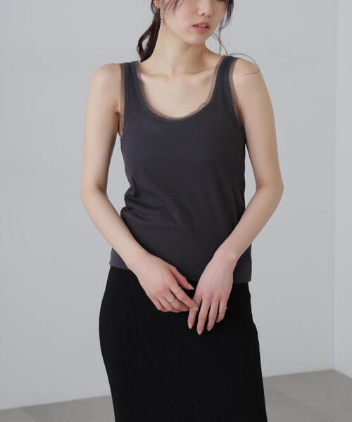 FREE'S MART（フリーズマート）の「◆［MFM］チュールラメタンクカットソー（タンクトップ・レディース・ピンク/ホワイト/グレー系その他2/グレー系その他・FREE）」の3枚目の写真