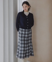 小さいサイズ 起毛チェック柄マーメイドスカート 低身長さん・小柄女性