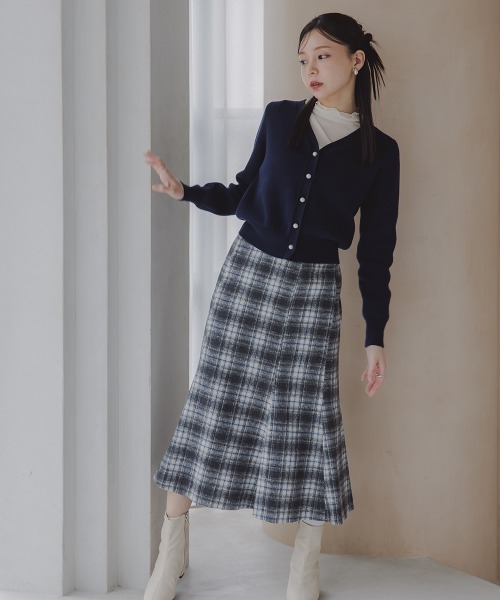 Petitjo(プッチージョ)の「小さいサイズ 起毛チェック柄マーメイドスカート 低身長さん・小柄女性(スカート・レディース・ブラウン/ブラック/グレー・PS/PM/PL/PSS)」の5枚目の写真