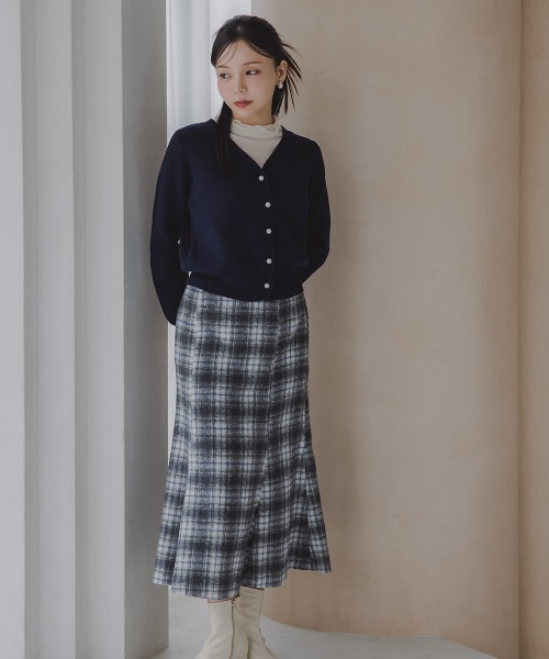 Petitjo(プッチージョ)の「小さいサイズ 起毛チェック柄マーメイドスカート 低身長さん・小柄女性(スカート・レディース・ブラウン/ブラック/グレー・PS/PM/PL/PSS)」の7枚目の写真