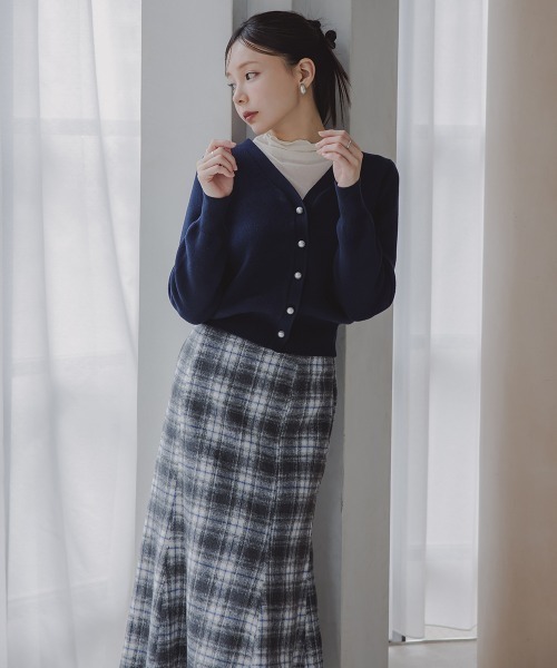 Petitjo(プッチージョ)の「小さいサイズ 起毛チェック柄マーメイドスカート 低身長さん・小柄女性(スカート・レディース・ブラウン/ブラック/グレー・PS/PM/PL/PSS)」の8枚目の写真