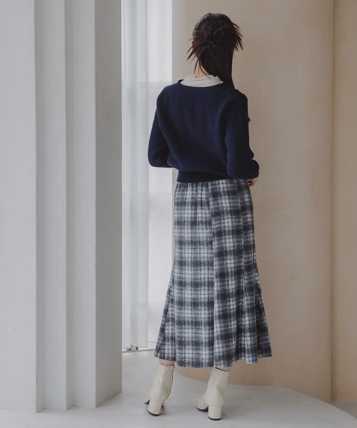 Petitjo(プッチージョ)の「小さいサイズ 起毛チェック柄マーメイドスカート 低身長さん・小柄女性(スカート・レディース・ブラウン/ブラック/グレー・PS/PM/PL/PSS)」の9枚目の写真