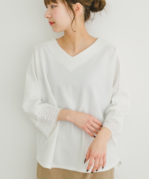 ITEMS URBANRESEARCH(アイテムズ アーバンリサーチ)の「カットミラノレースプルオーバー(Tシャツ/カットソー・レディース・ブラック/ホワイト/ライトグレー・FREE)」の4枚目の写真
