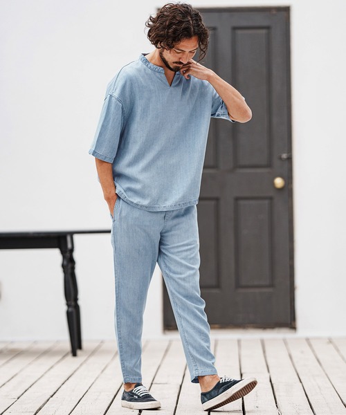 felkod(フィルコッド)の「mp13315- Chambray Easy Pants イージーパンツ(その他パンツ・メンズ・インディゴブルー/ライトブルー・L/M/S)」の8枚目の写真