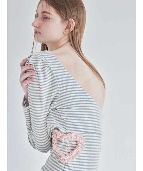 etre loin（エトルワン）の「I miss you heart cut dress（ワンピース・レディース・グレー/ブラック/ミント・M）」の2枚目の写真