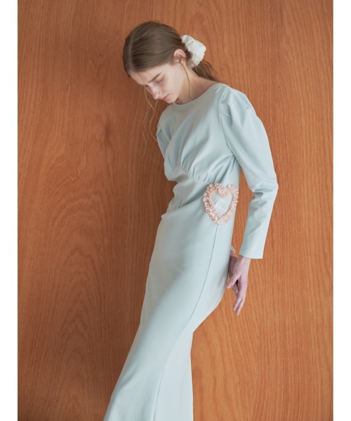 etre loin（エトルワン）の「I miss you heart cut dress（ワンピース・レディース・グレー/ブラック/ミント・M）」の3枚目の写真