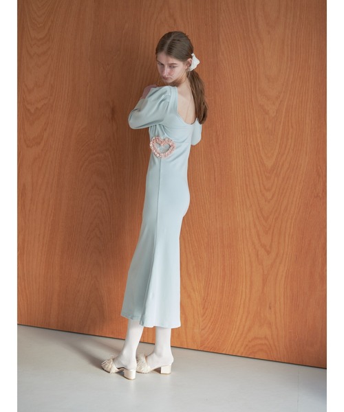 etre loin（エトルワン）の「I miss you heart cut dress（ワンピース・レディース・グレー/ブラック/ミント・M）」の4枚目の写真