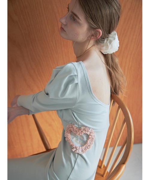 etre loin（エトルワン）の「I miss you heart cut dress（ワンピース・レディース・グレー/ブラック/ミント・M）」の8枚目の写真