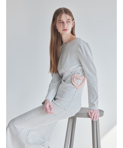 etre loin（エトルワン）の「I miss you heart cut dress（ワンピース・レディース・グレー/ブラック/ミント・M）」の9枚目の写真