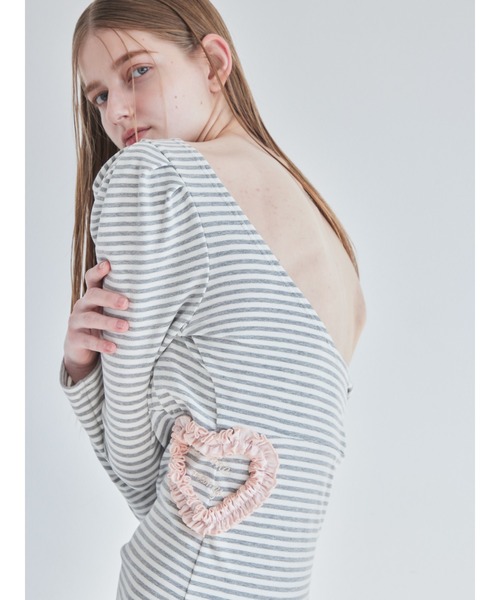 etre loin（エトルワン）の「I miss you heart cut dress（ワンピース・レディース・グレー/ブラック/ミント・M）」の10枚目の写真