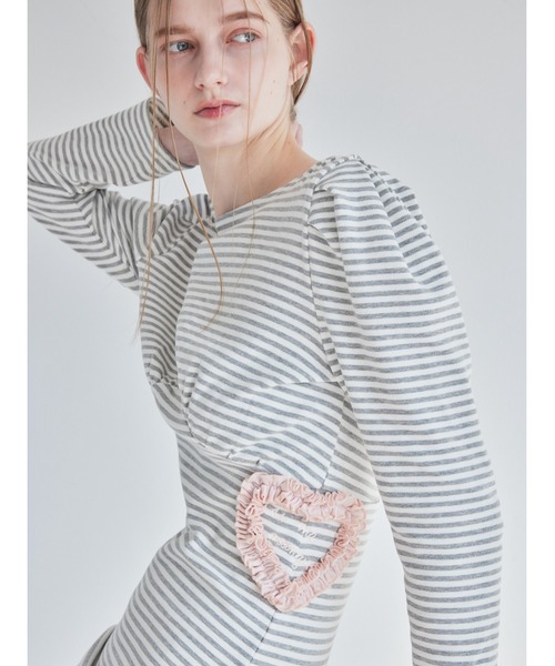 etre loin（エトルワン）の「I miss you heart cut dress（ワンピース・レディース・グレー/ブラック/ミント・M）」の11枚目の写真