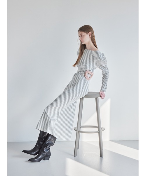 etre loin(エトルワン)の「I miss you heart cut dress(ワンピース・レディース・グレー/ブラック/ミント・M)」の15枚目の写真