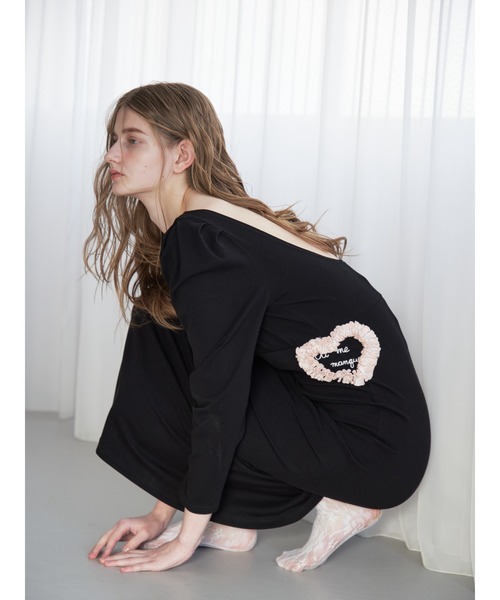 etre loin(エトルワン)の「I miss you heart cut dress(ワンピース・レディース・グレー/ブラック/ミント・M)」の20枚目の写真