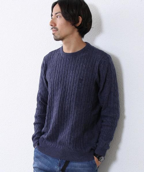 coen(コーエン)の「コットンアンゴラクルーネックケーブルニットプルオーバー(ニット/セーター・メンズ・イエロー/オフホワイト/グレー/ブラウン/ライトブルー/ネイビー・MEDIUM/LARGE/X-LARGE/SMALL)」の6枚目の写真